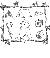 A coloring page of little bear